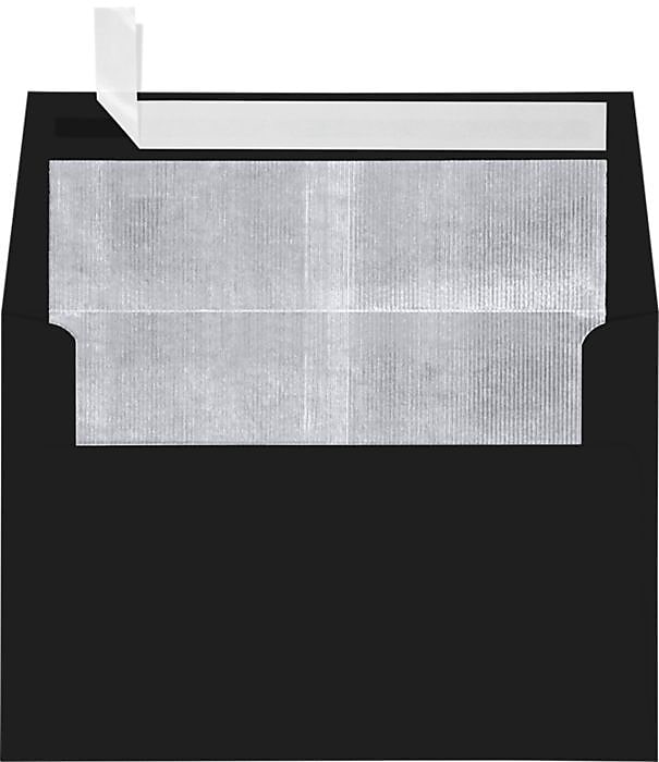LUX A4 Foil Lined Invitation Envelopes (4 1/4 x 6 1/4) 50/Box, Black w/Silver LUX Lining (FLBK4872-03-50)