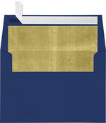 LUX A4 Foil Lined Invitation Envelopes (4 1/4 x 6 1/4) 50/Box, Navy w/Gold LUX Lining (FLNV4872-04-50)