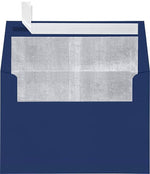 LUX A4 Foil Lined Invitation Envelopes (4 1/4 x 6 1/4) 50/Box, Navy w/Silver LUX Lining (FLNV4872-03-50)