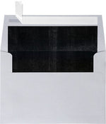 LUX A4 Foil Lined Invitation Envelopes (4 1/4 x 6 1/4) 50/Box, Silver w/Black LUX Lining (FLSL4872-02-50)