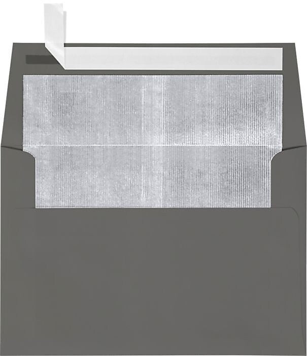 LUX A4 Foil Lined Invitation Envelopes (4 1/4 x 6 1/4) 50/Box, Smoke w/Silver LUX Lining (FLSM4872-03-50)