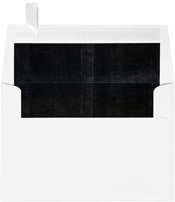 LUX A4 Foil Lined Invitation Envelopes (4 1/4 x 6 1/4) 50/Box, White w/Black LUX Lining (FLWH4872-02-50)