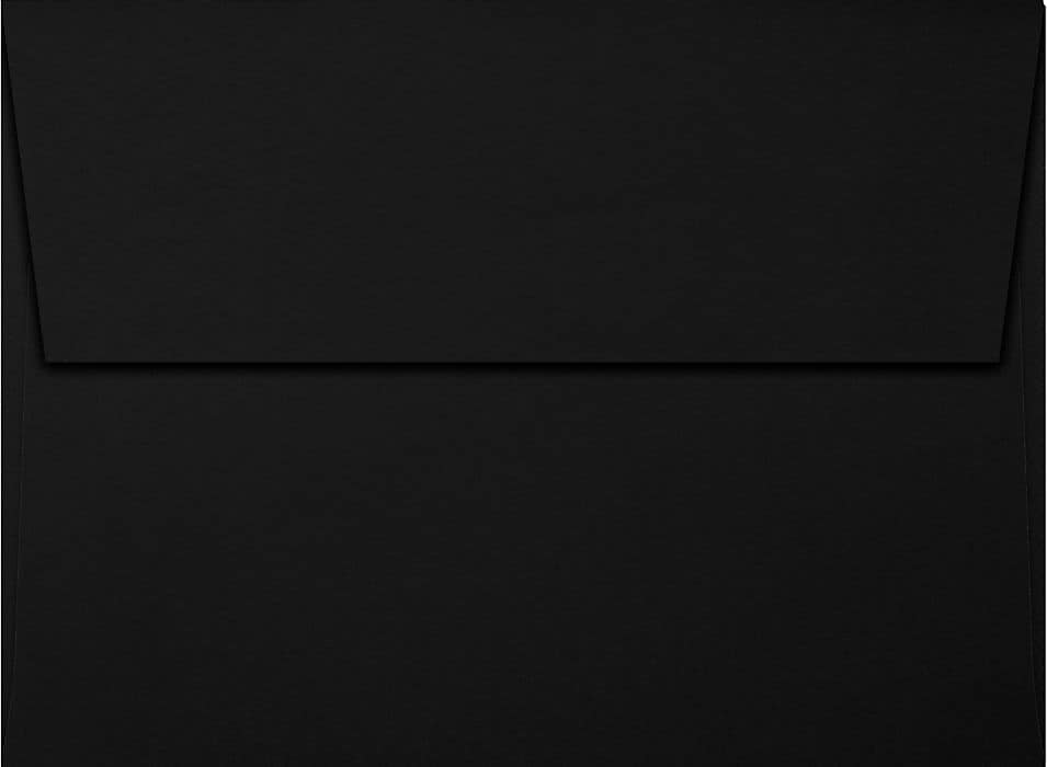 LUX 5 1/4" x 7 1/4" 80lbs. A7 Invitation Envelopes W/Peel & Press, Midnight Black