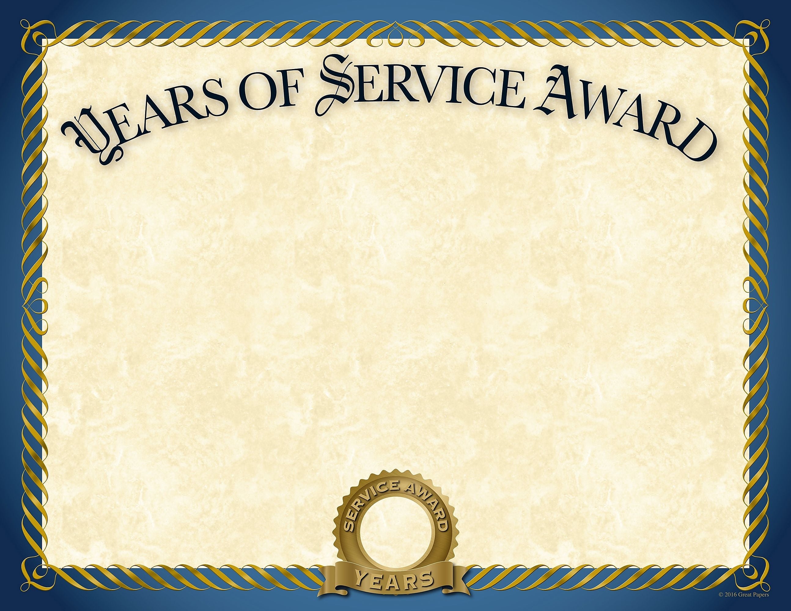 Great Papers Years of Service Certificates, 8.5" x 11", 20/Pack (2015113)