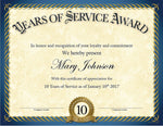 Great Papers Years of Service Certificates, 8.5" x 11", 20/Pack (2015113)