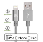 LAX Apple MFi Certified Lightning to USB Cable for Charge Sync 6ft, Gray