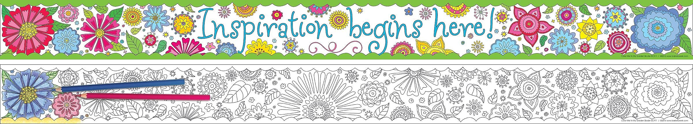 Barker Creek Double-Sided Border with Quote, 35" x 3", Color Me! In My Garden, 12/Pack (BC911)