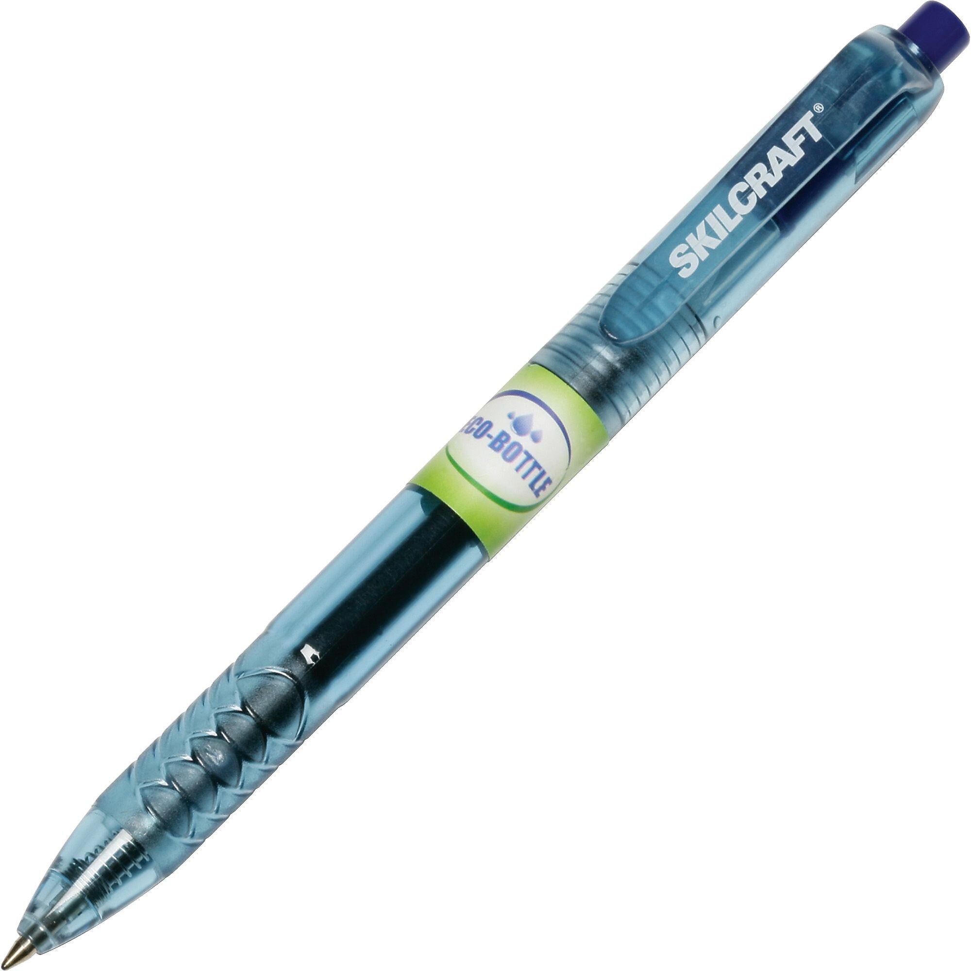AbilityOne SKILCRAFT Recycled Retractable Gel Pen, 0.7 mm Point Size, Blue Gel, based Ink, Transparent Barrel, Dozen
