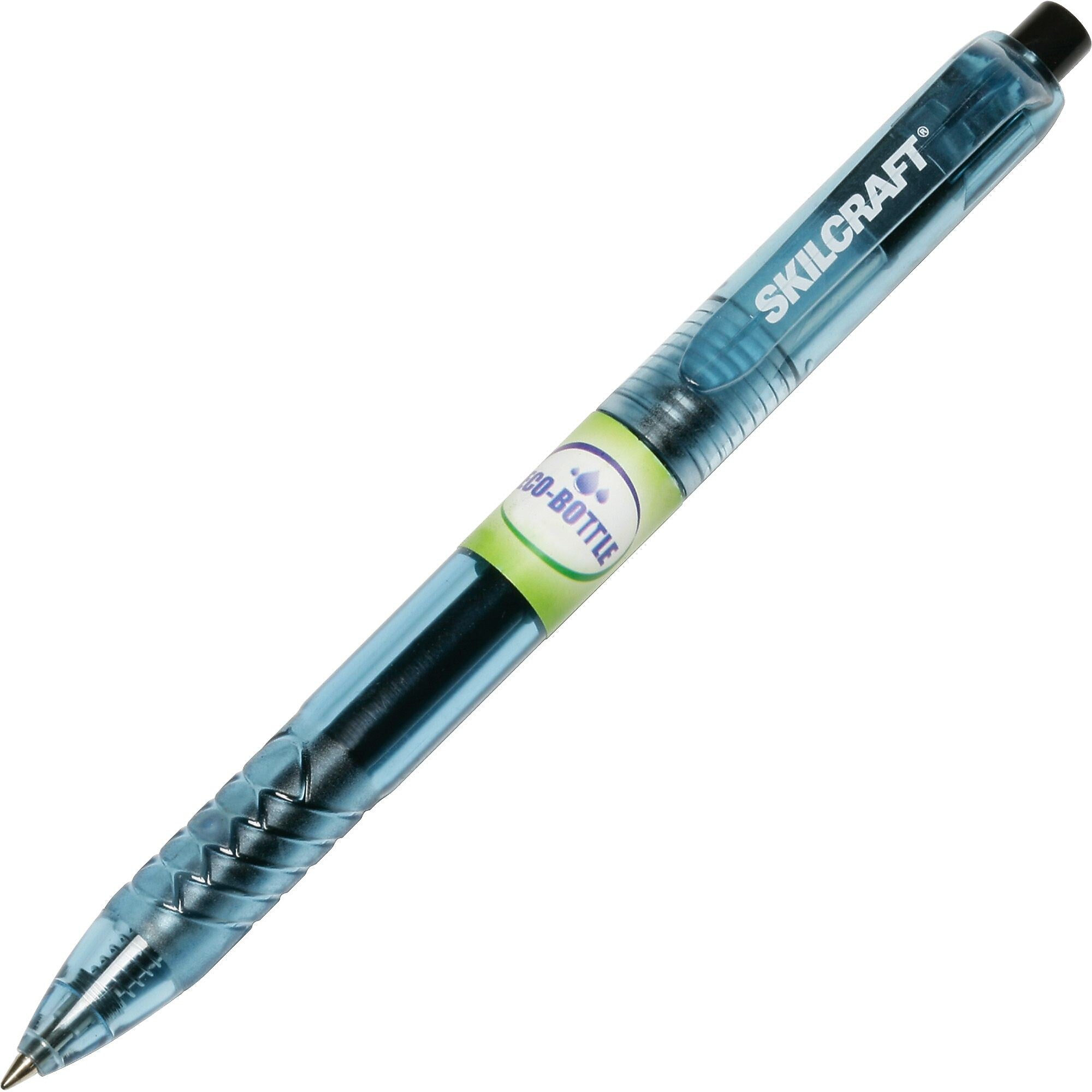AbilityOne SKILCRAFT Recycled Retractable Gel Pen, 0.7 mm Point Size, Black Gel, based Ink, Transparent Barrel, Dozen