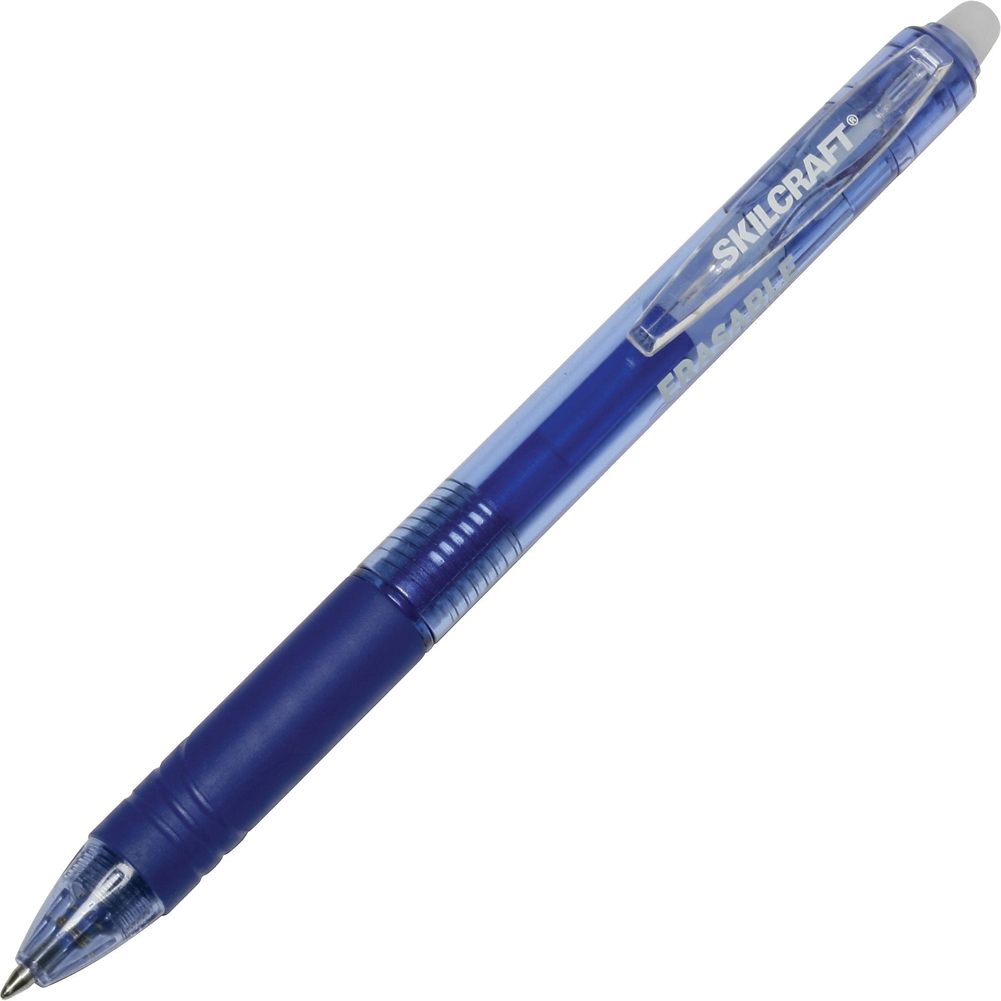 AbilityOne SKILCRAFT Recycled Retractable Gel Pen, 0.7 mm Point Size, Blue Gel, based Ink, Transparent Barrel, Dozen