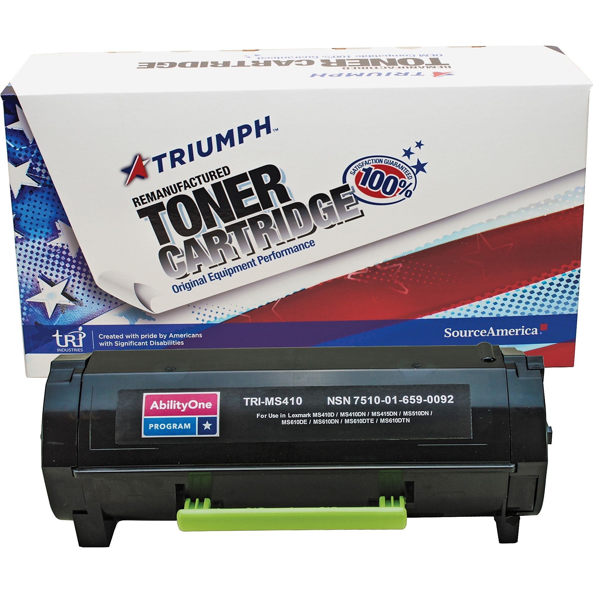AbilityOne SKILCRAFT Remanufactured Toner Cartridge, Alternative for Lexmark, Black, Laser, 10000 Pages, 1 Each