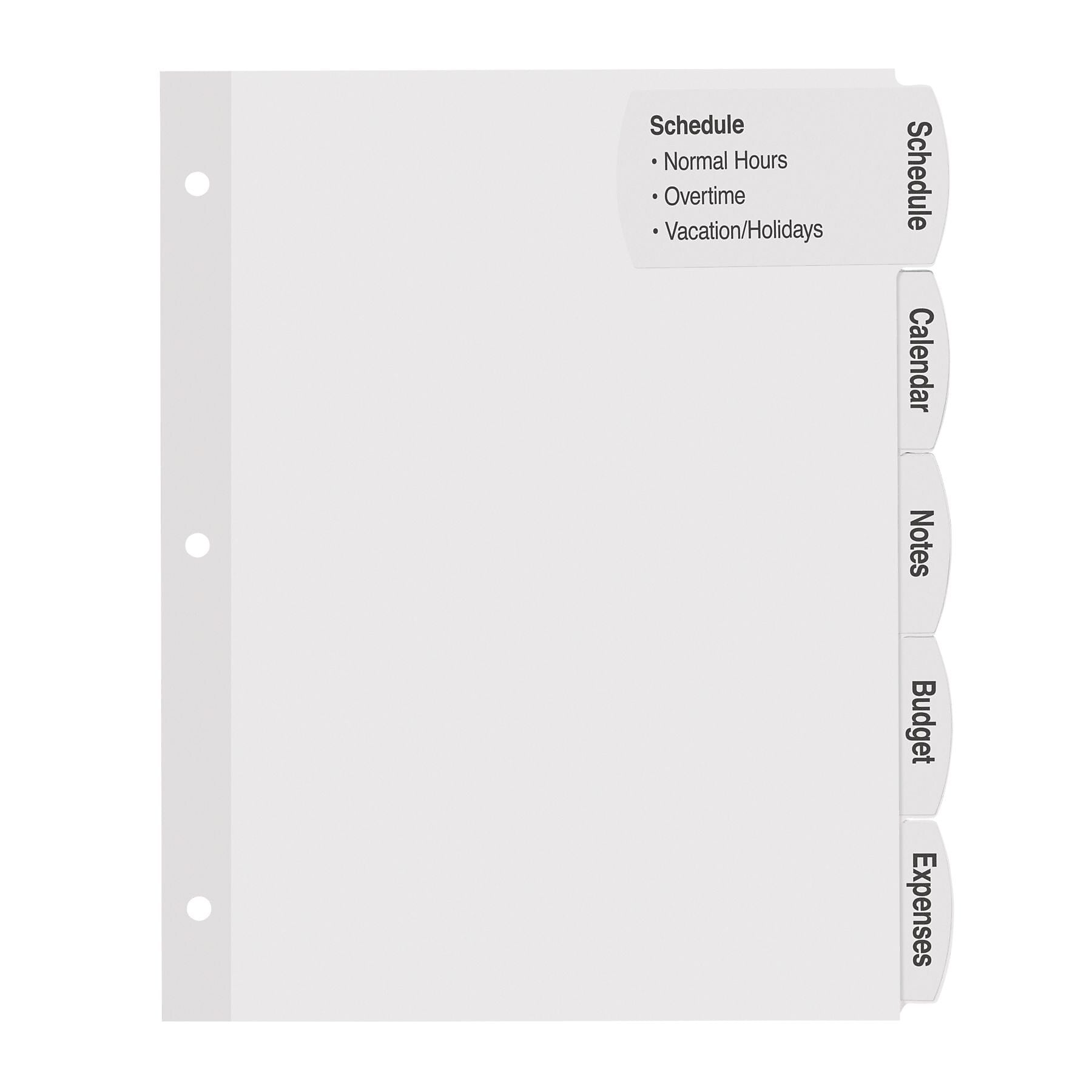 Avery Big Tab Printable Paper Dividers with Large White Labels, 5 Tabs, White, 20 Sets/Pack (14440)