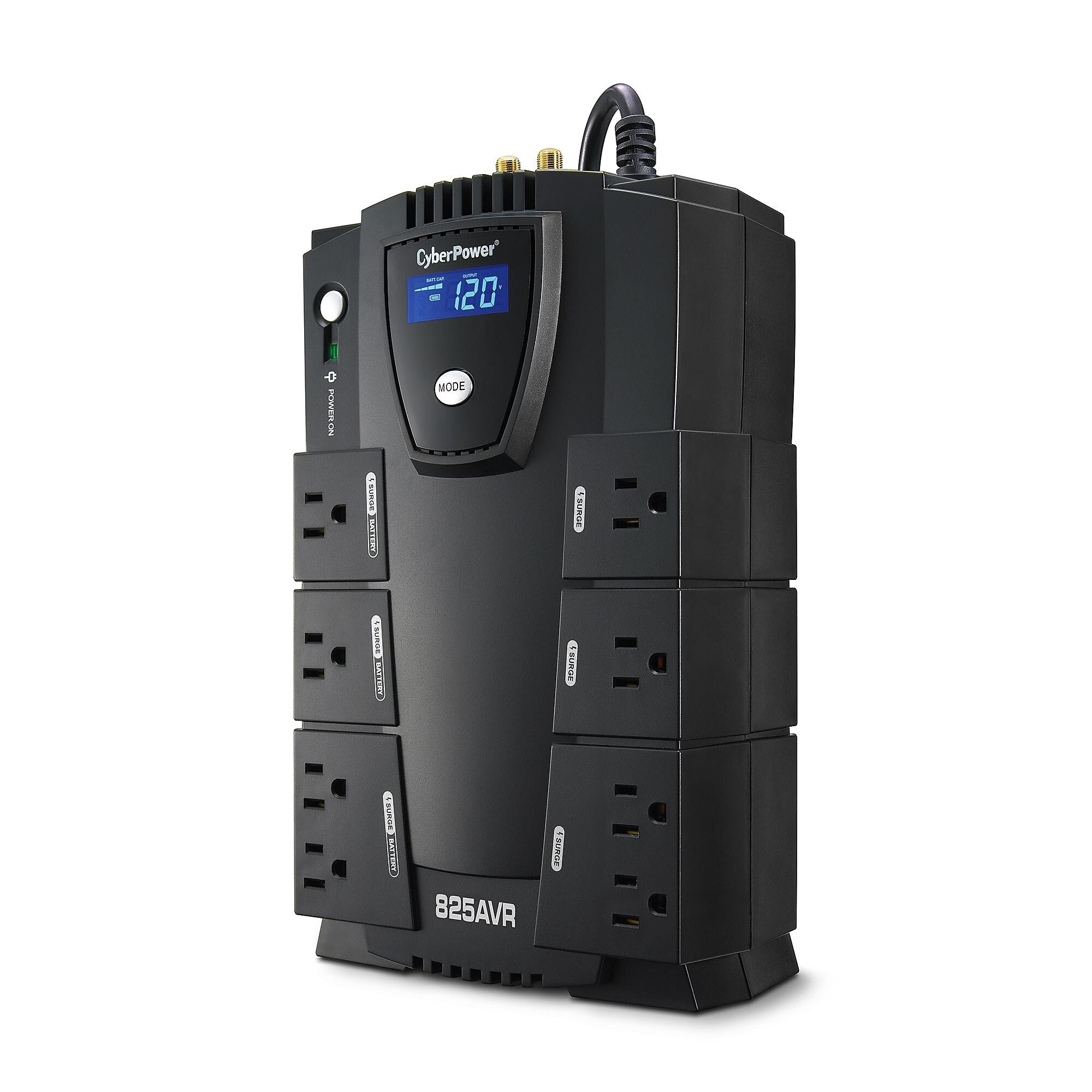 CyberPower Intelligent LCD UPS Series 825VA Battery Backup UPS, 8-Outlets, Black (T14237)