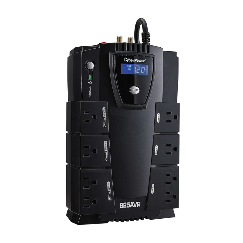 CyberPower Intelligent LCD UPS Series 825VA Battery Backup UPS, 8-Outlets, Black (T14237)