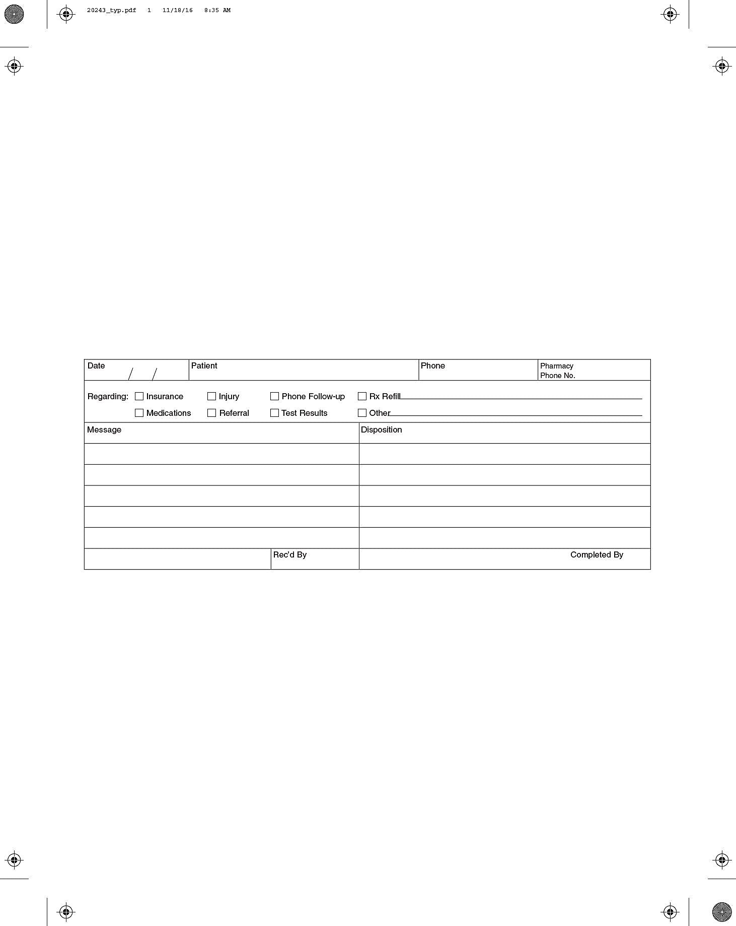Medical Arts Press® Phone Message Labels, Adhesive Backed