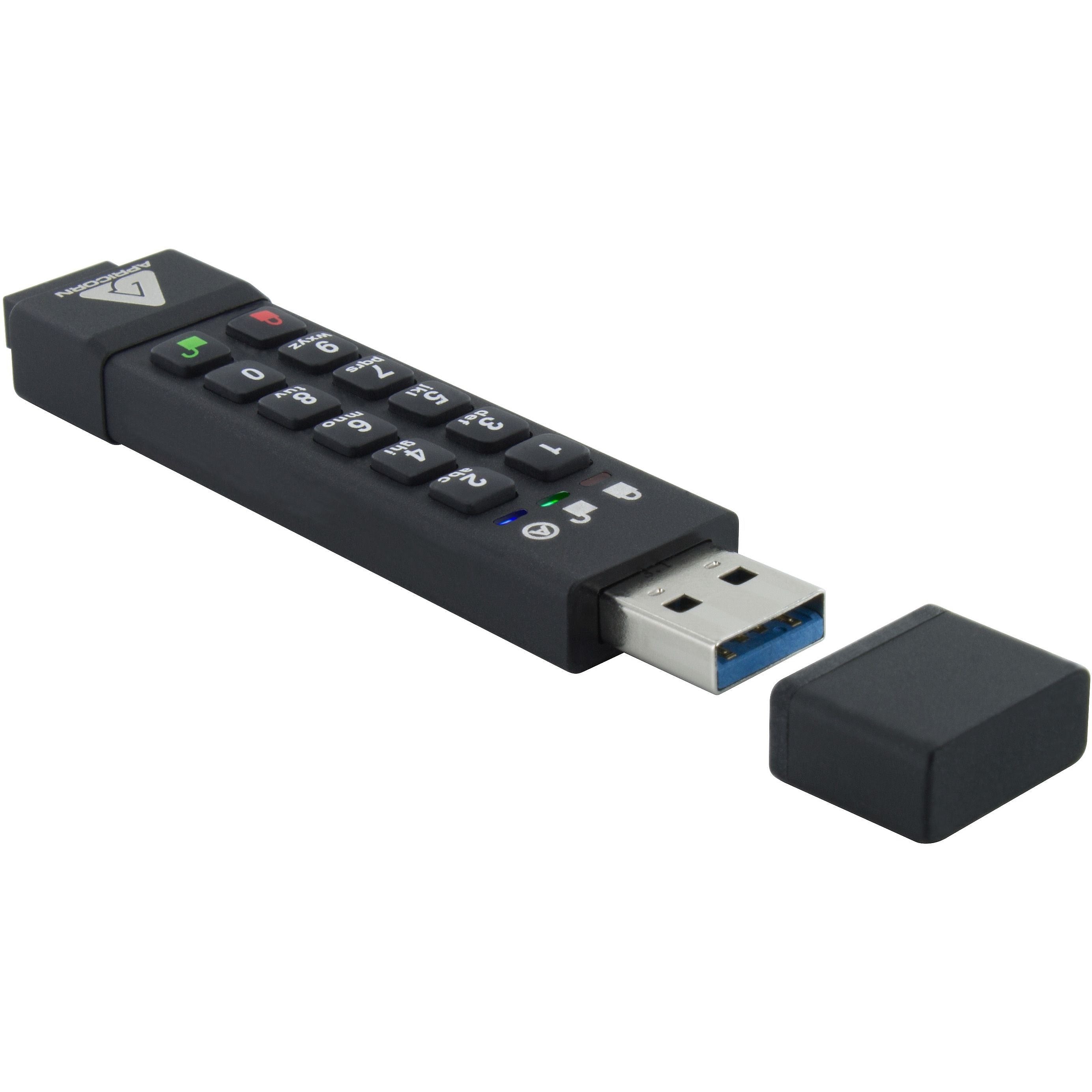 Apricorn Aegis Secure Key 3z 64GB USB 3.0 Type A Flash Drive, Black (ASK3Z-64GB)