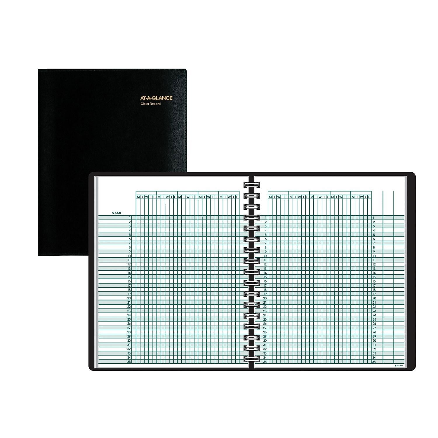 AT-A-GLANCE® Academic Class Record Book , Undated , 8-1/4" x 10-7/8" , Black (80-150-05)