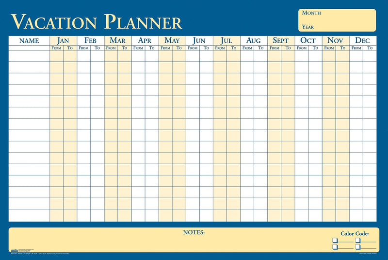 House of Doolittle 36" x 24" Reversible All Purpose/Vacation Planner, Yellow/Blue (639)