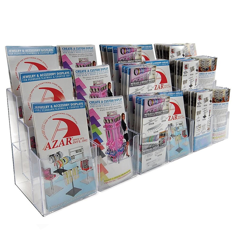 Azar Brochure Holder, 27.75" x 9", Vertical, Desktop/Wall, Clear, Acrylic (AZA252821)