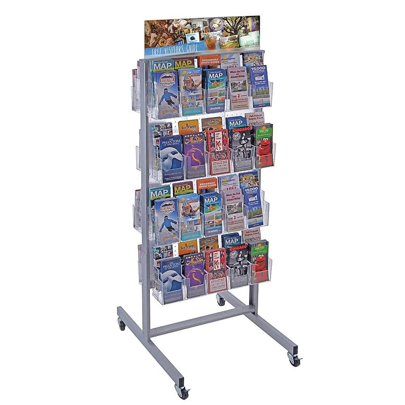 Azar Brochure Holder, 26" x 62", Vertical, Freestanding, Clear, Metal (AZA700670-CLR)
