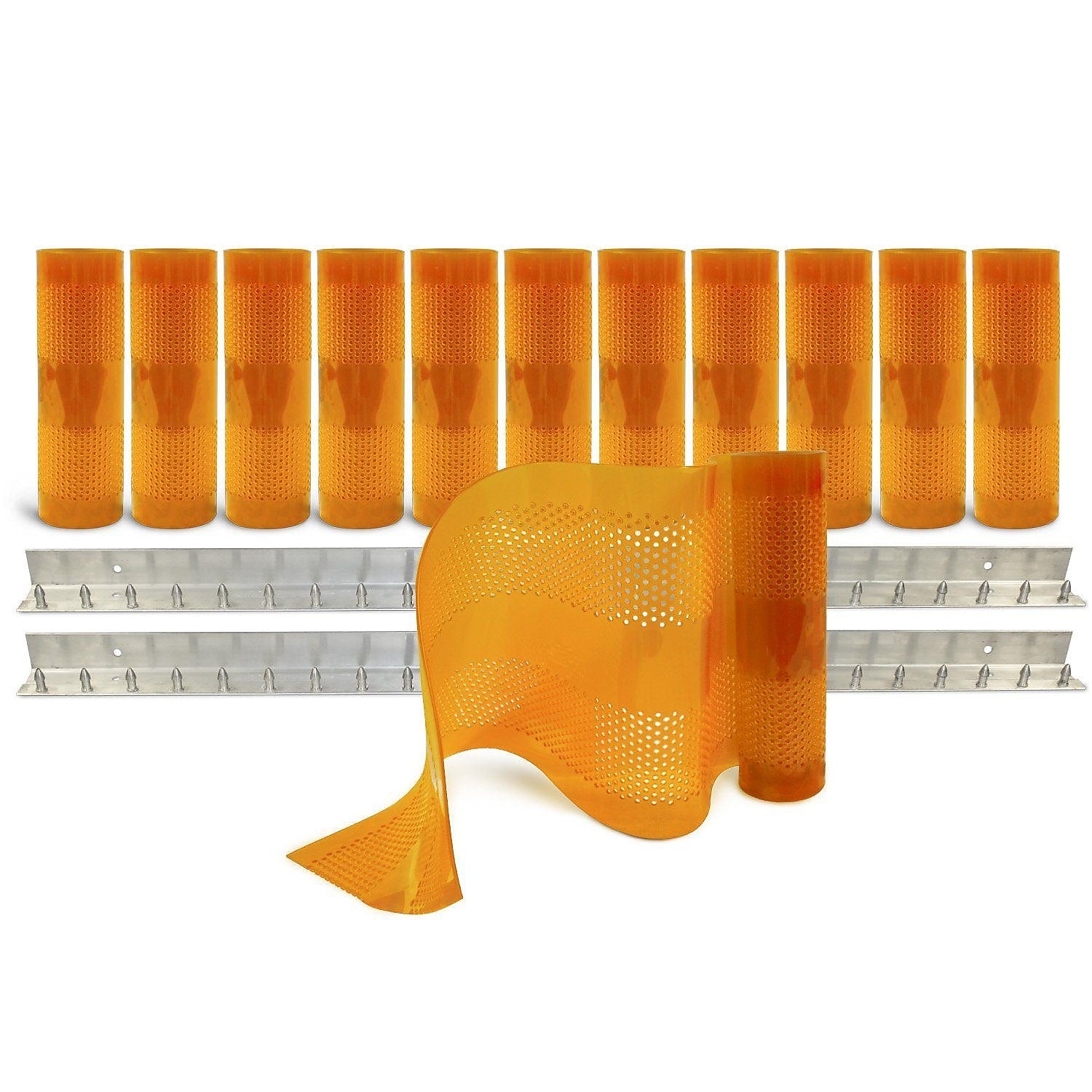 Aleco Clear-Flex II Standard AirStream Perforated PVC Strip Door Kit w/MaxBullet Mounting Hardware, 12"W x 120"H x 0.12"T, Amber
