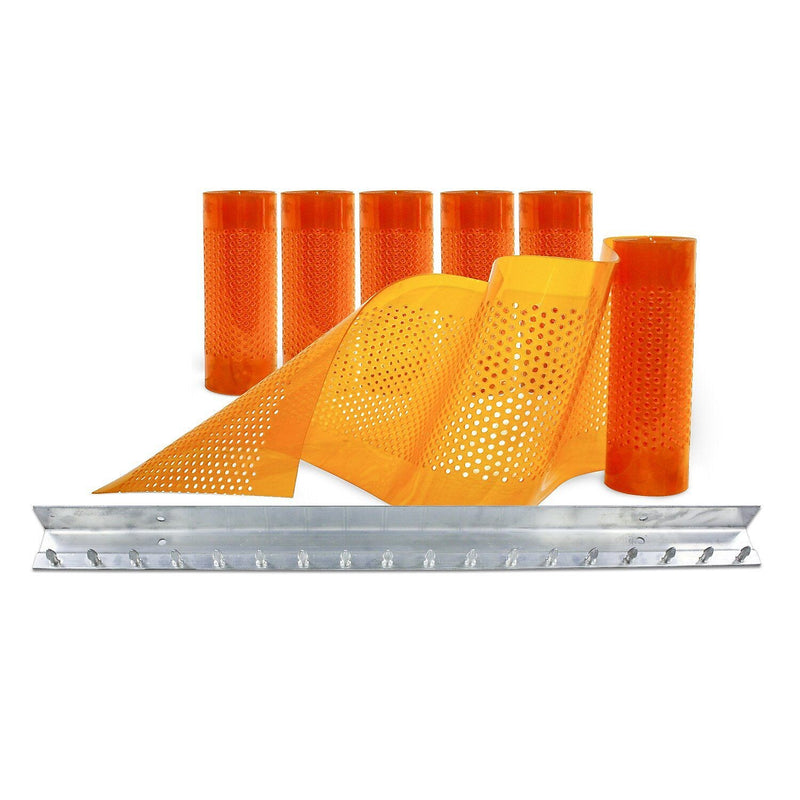 Aleco Clear-Flex II Standard AirStream Perforated PVC Strip Door Kit w/MaxBullet Mounting Hardware, 8"W x 84"H x 0.08"T, Amber