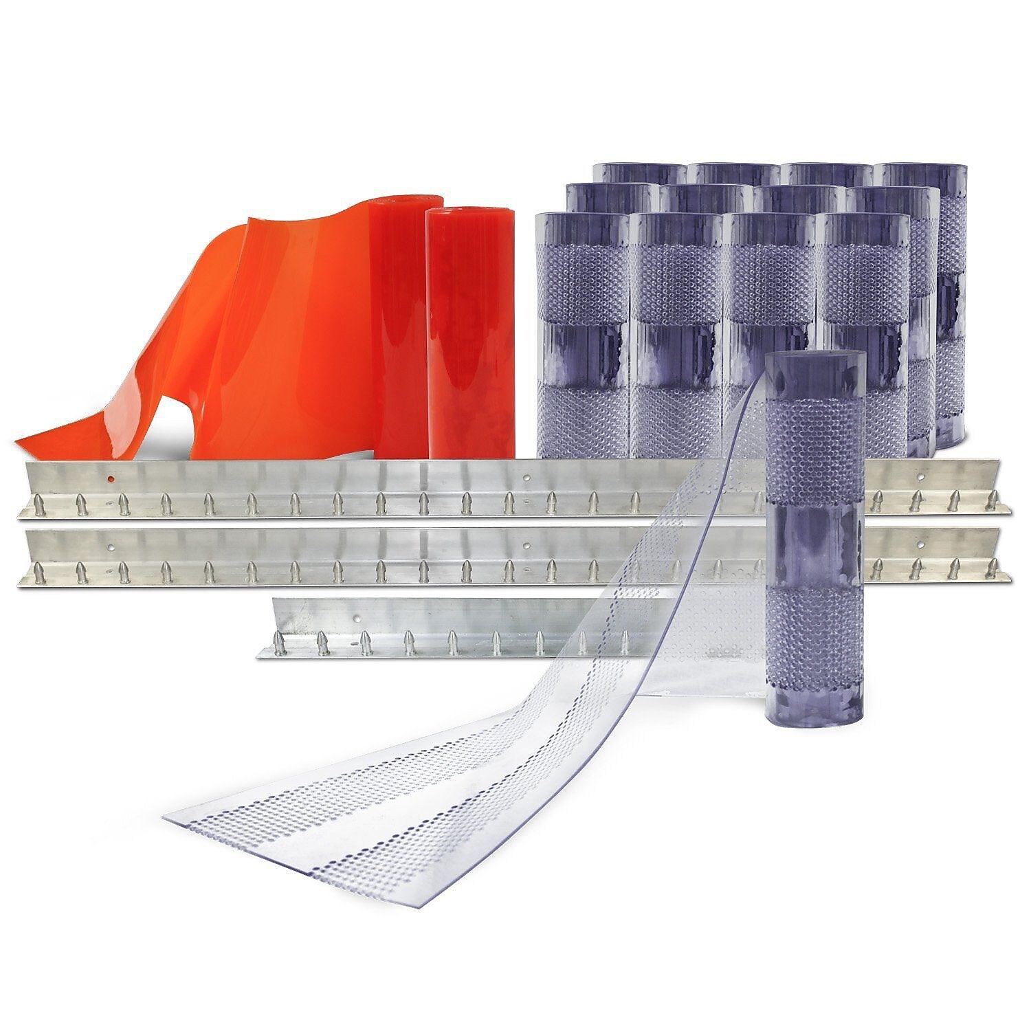 Aleco Clear-Flex II Standard AirStream Perforated PVC Strip Door Kit w/MaxBullet Mounting Hardware, 12"W x 120"H x 0.12"Thick