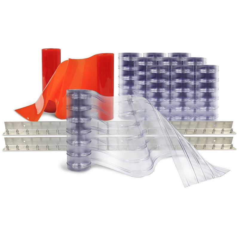Aleco Clear-Flex II Standard Scratch-Guard Ribbed Strip Door Kit w/MaxBullet Mounting Hardware, 12"W x 120"H x 0.12"Thick