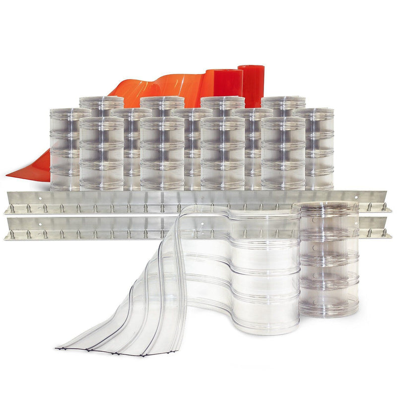 Aleco Clear-Flex II Standard Scratch-Guard Ribbed Strip Door Kit w/MaxBullet Mounting Hardware, 8"W x 96"H x 0.08"Thick