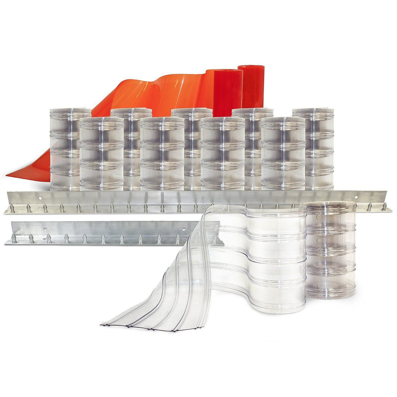 Aleco Clear-Flex II Standard Scratch-Guard Ribbed Strip Door Kit w/MaxBullet Mounting Hardware, 8"W x 84"H x 0.08"Thick