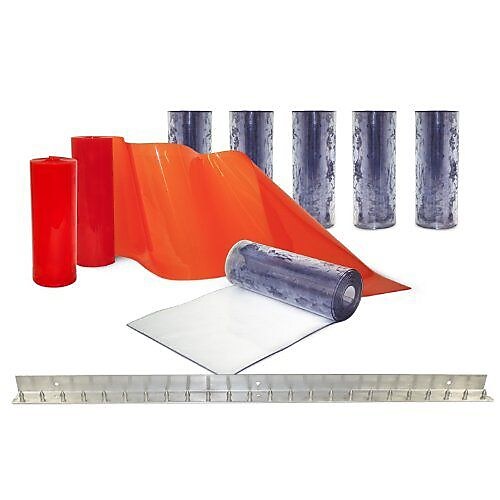 Aleco Clear-Flex II Standard Smooth Strip Door Kit w/ MaxBullet Aluminum Mounting Hardware, 8" Width x 84" Height x 0.08" Thick