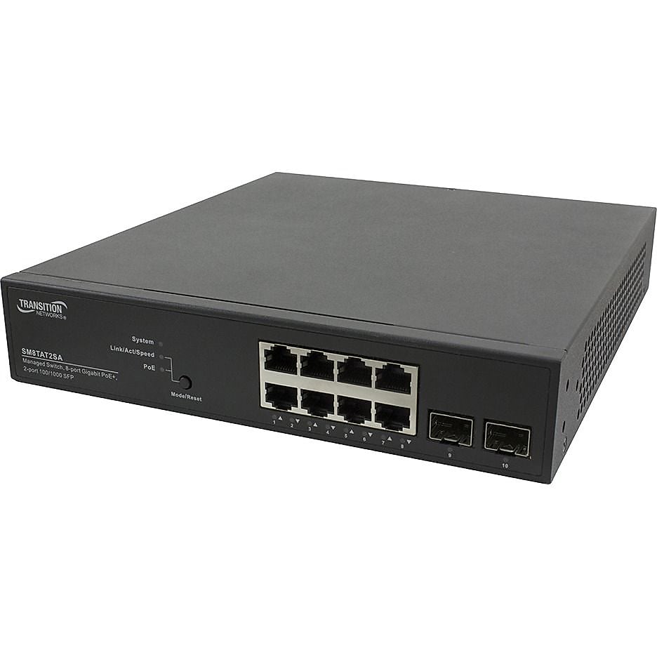 Transition Networks Managed Switch, 10/100/1000 Mbps (SM8TAT2SA-NA)