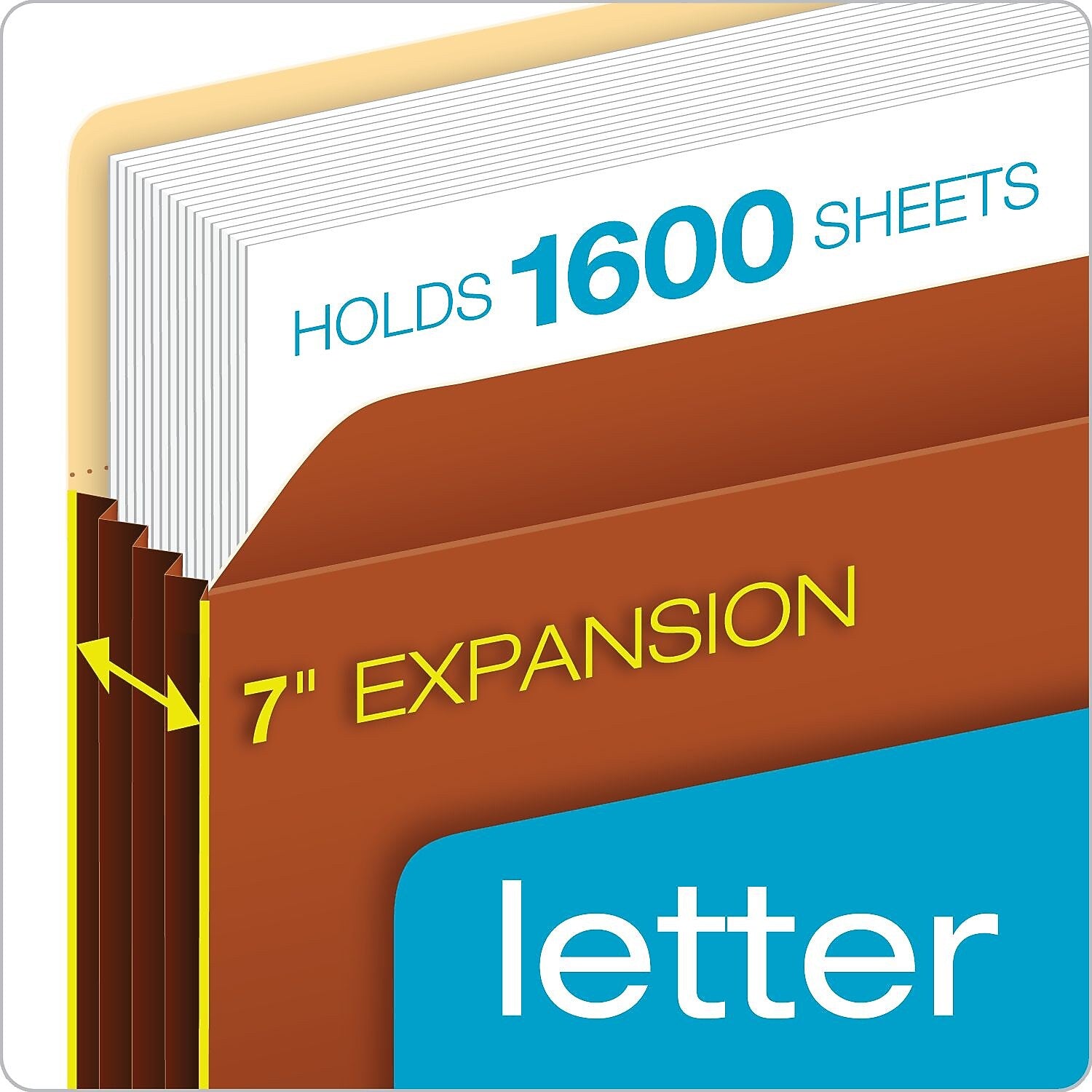 Pendaflex Heavy Duty File Pocket, 7" Expansion, Straight Cut, Letter Size, Brown, 5/Box (15444HD)