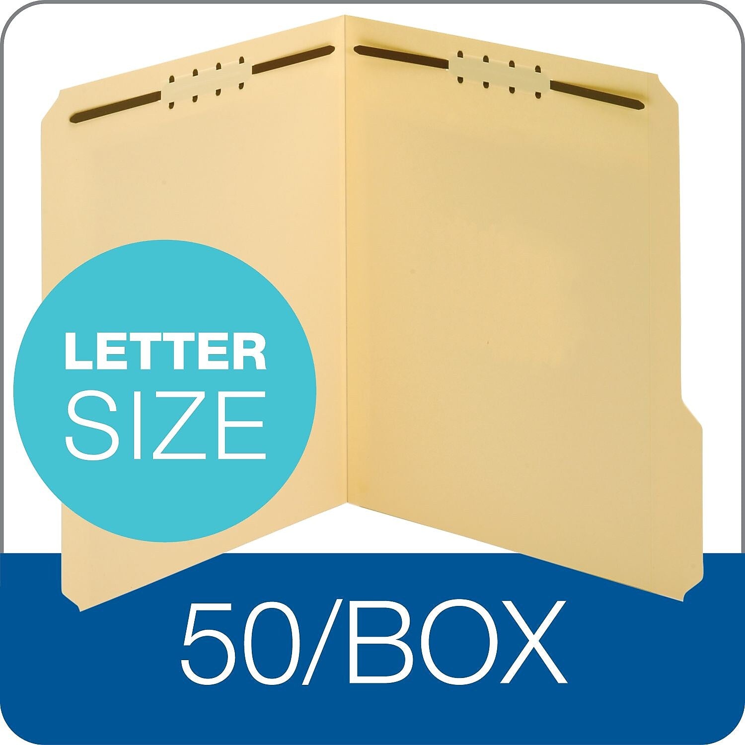 Pendaflex Heavy Duty Manila Fastener Folders, 3/4" Expansion, 1/3 Cut Tabs, Letter Size, Manila, 50/Box (14537-18PT)