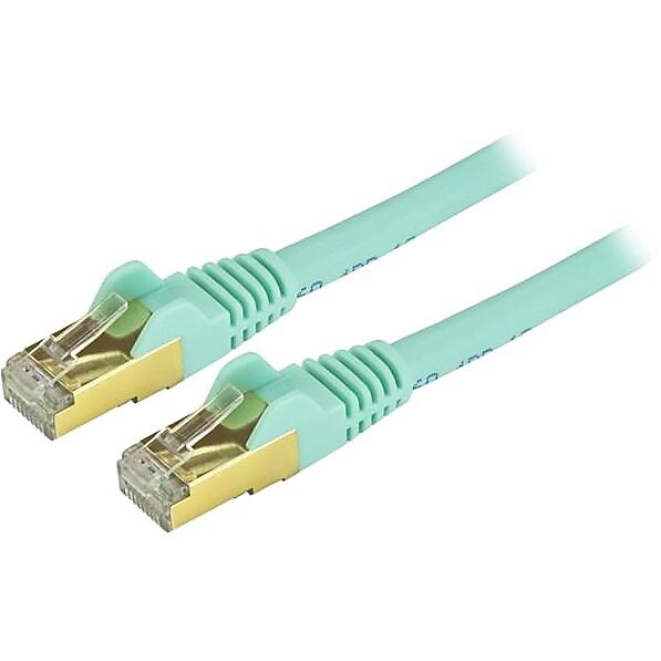 StarTech 4ft Aqua Cat6a Shielded Patch Cable, Cat6a Ethernet Cable, 4 ft Cat 6a STP Cable, Snagless RJ45 Ethernet Cord