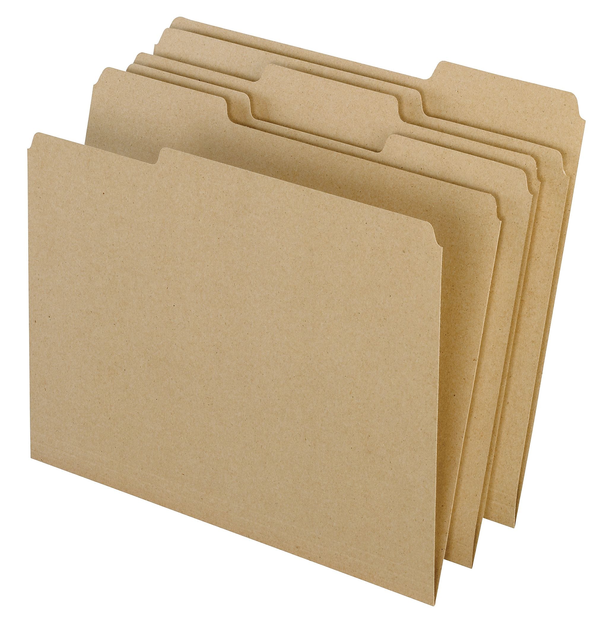 Pendaflex EarthWise Recycled File Folder, 1/3-Cut Tab, Assorted, Letter Size, Natural, 100/Box (04342)