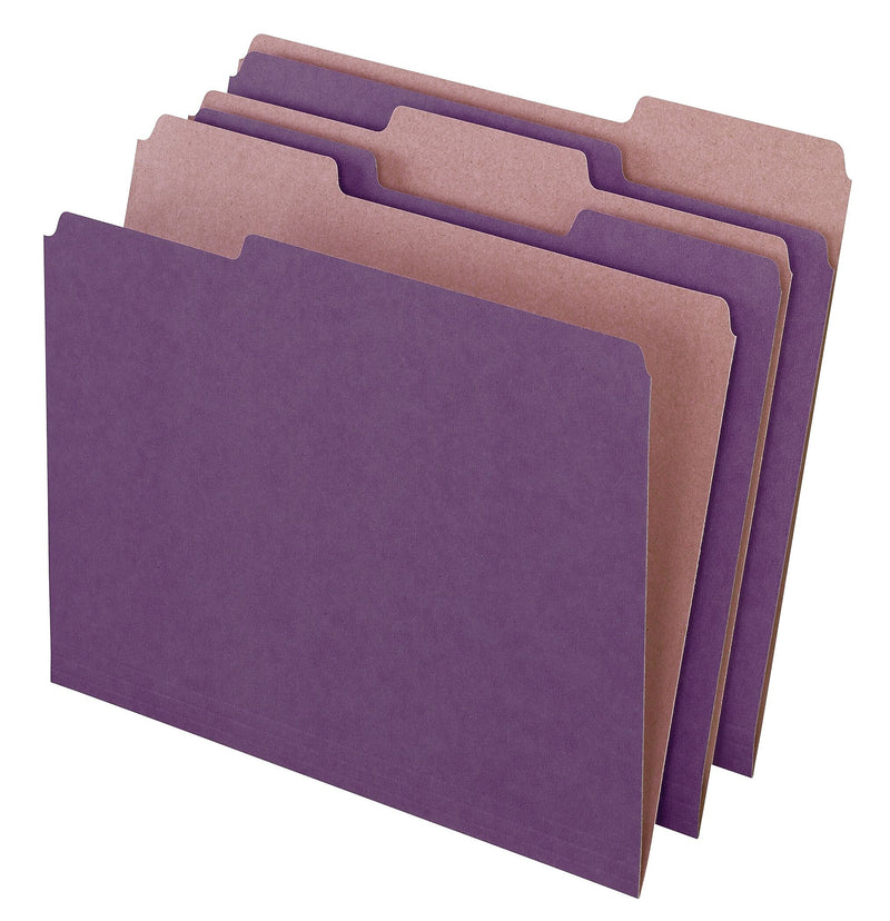 Pendaflex EarthWise Recycled File Folder, 1/3-Cut Tab, Assorted, Letter Size, Violet, 100/Box (04335)