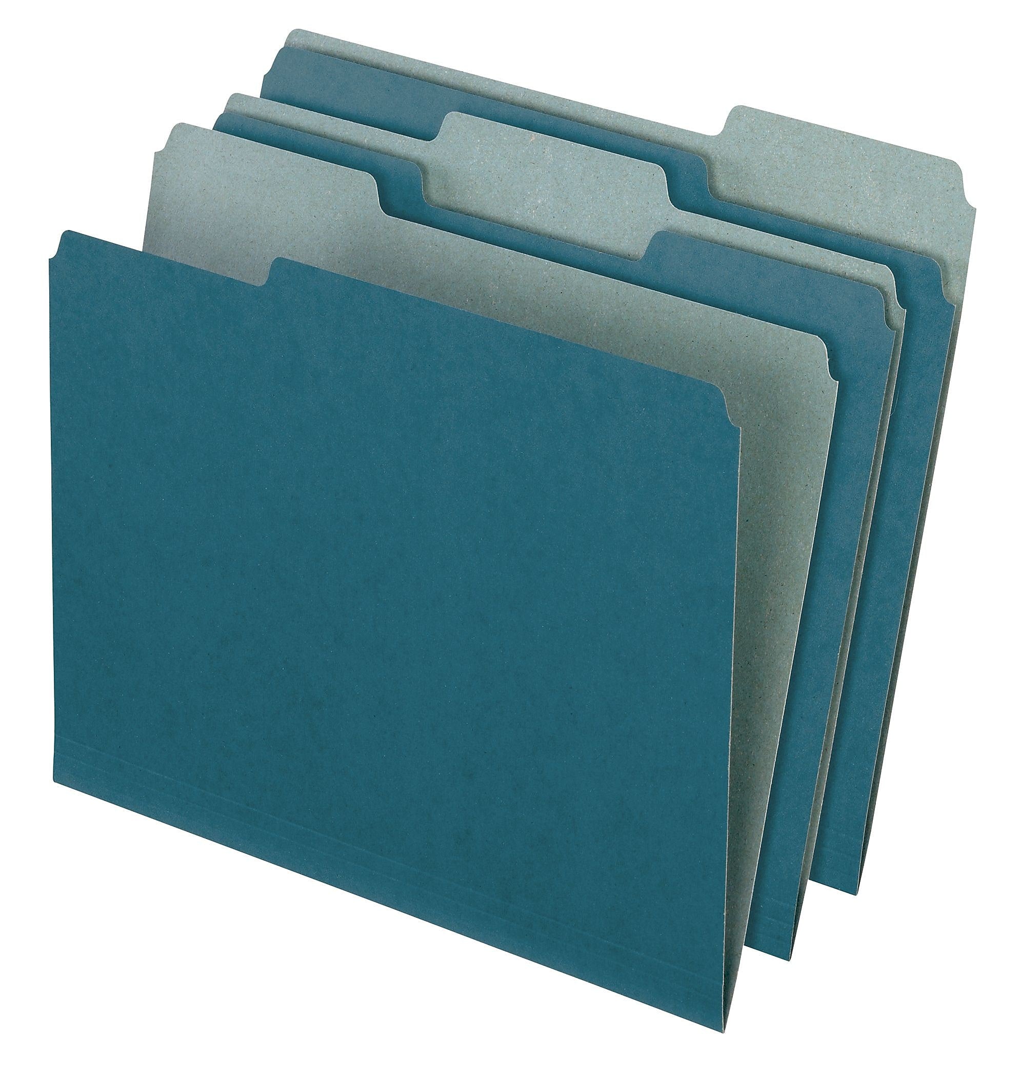Pendaflex EarthWise Recycled File Folder, 1/3-Cut Tab, Assorted, Letter Size, Blue, 100/Box (04302)
