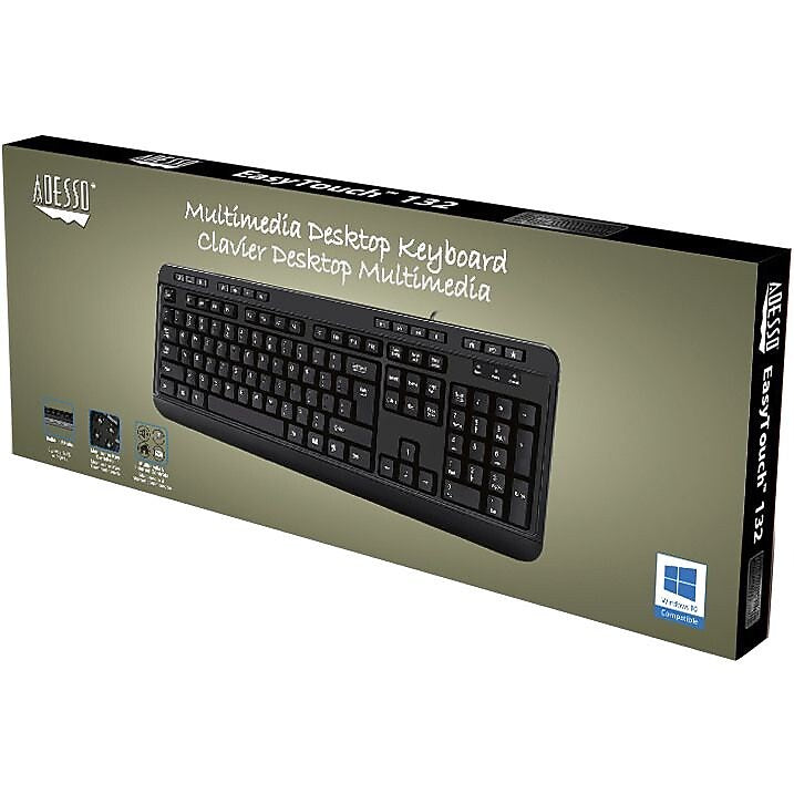 Adesso EasyTouch Wired Keyboard, Black (AKB-132HB)