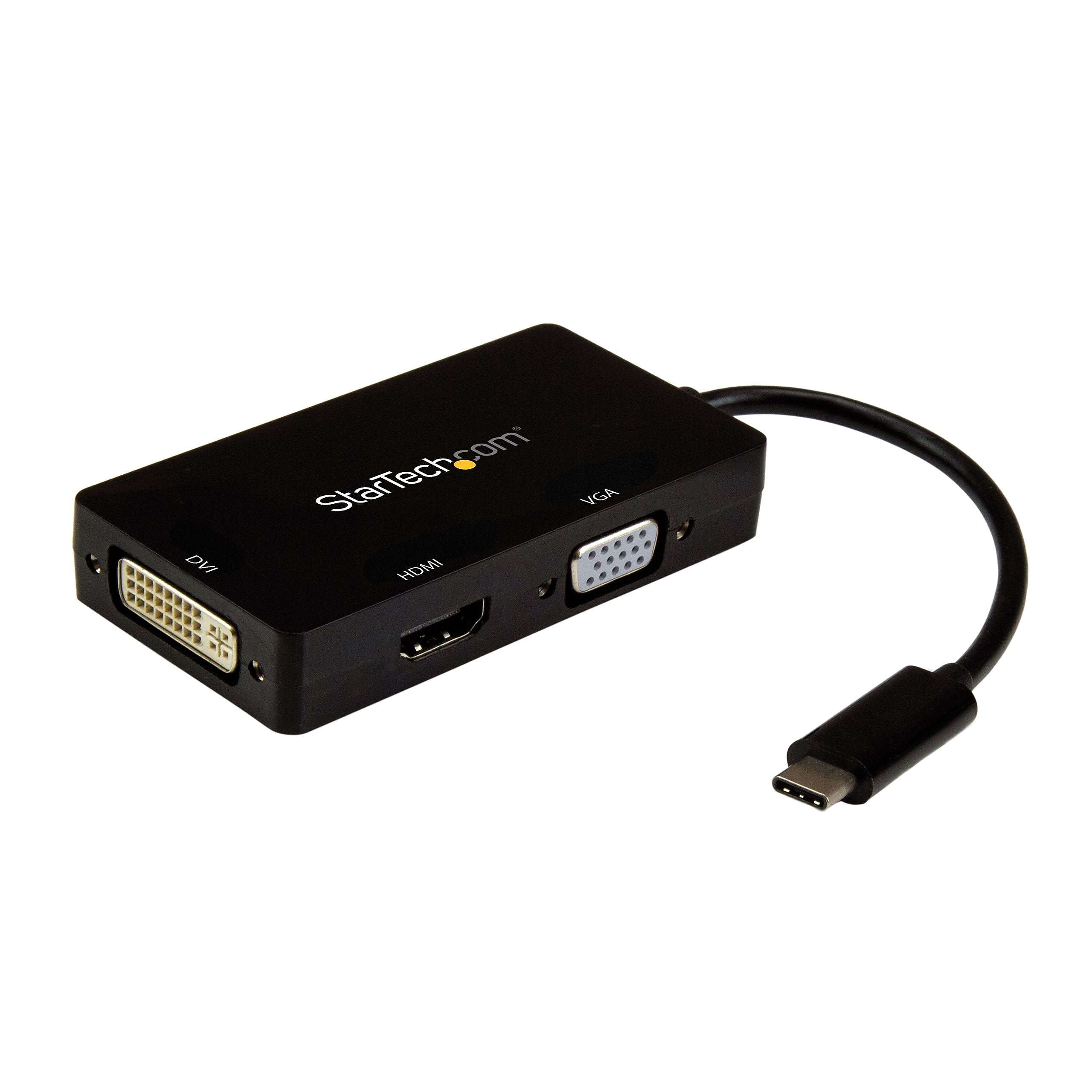 StarTech USB-C Multiport Adapter, 3-in-1 USB C to HDMI, DVI or VGA (CDPVGDVHDBP)
