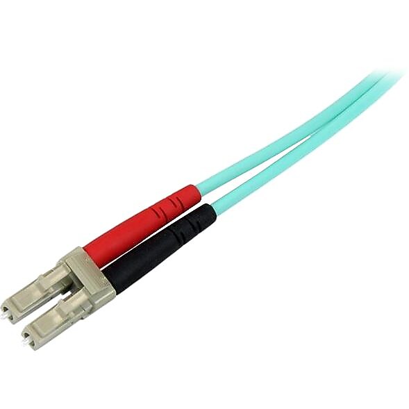 StarTech Aqua OM4 Duplex Multimode Fiber, 3m/ 9 ft, 100 Gb, 50/125, OM4 Fiber, LC to LC Fiber Patch Cable (450FBLCLC3)