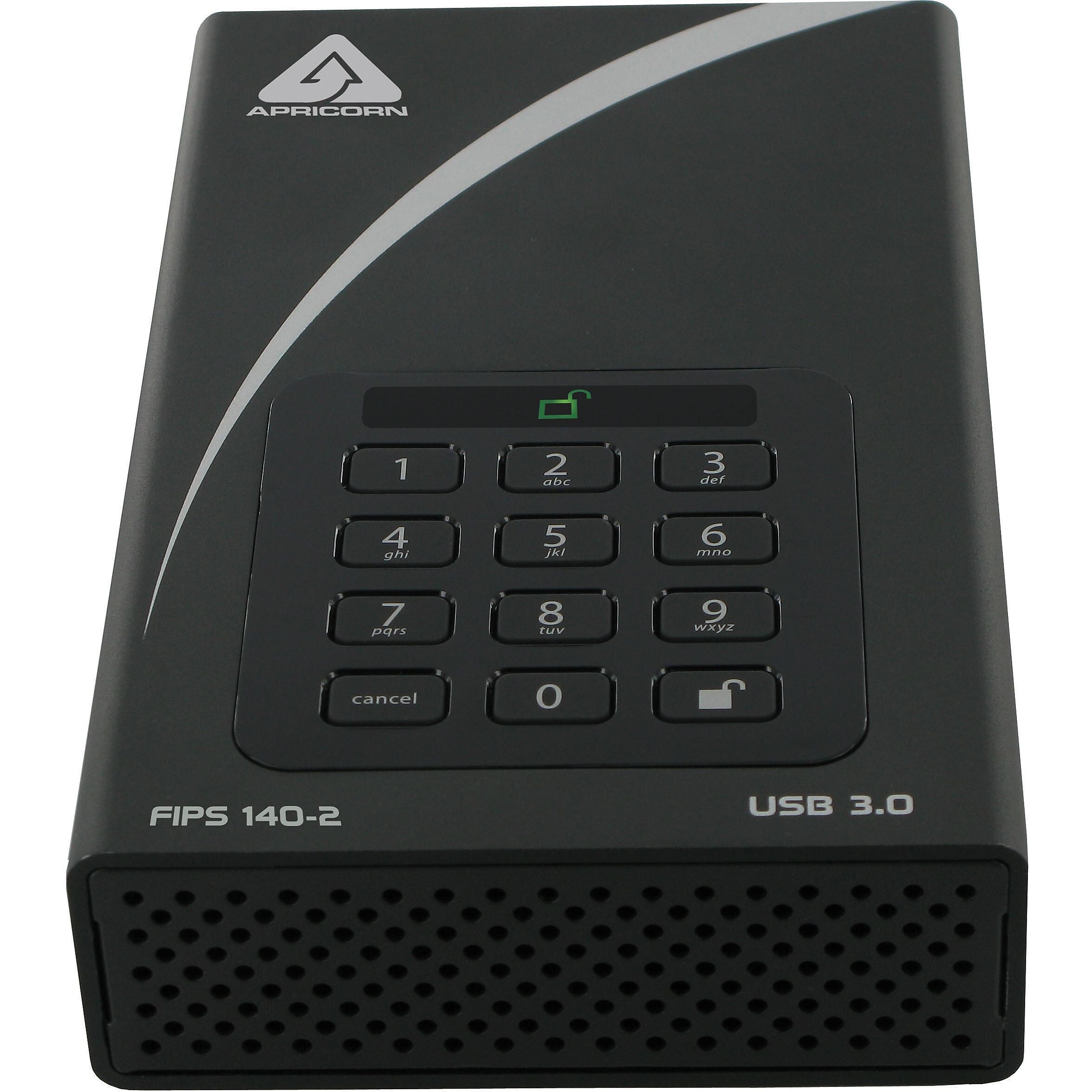 Apricorn Aegis Padlock DT 10TB USB 3.0 External Hard Drive, Black (ADT-3PL256F-10TB)