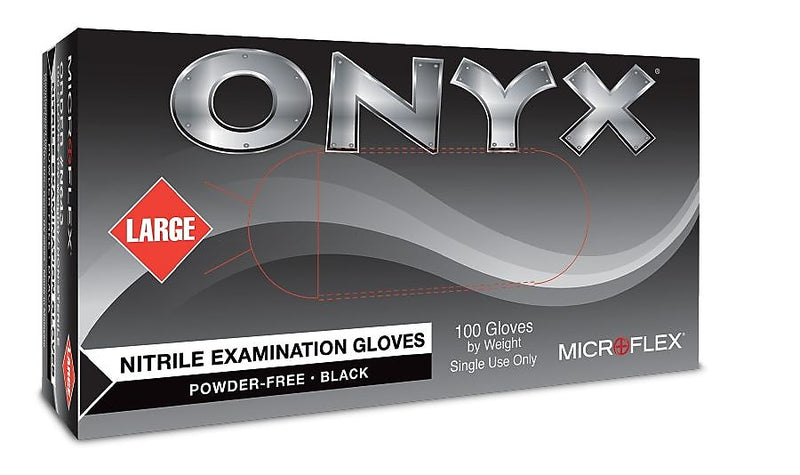 Ansell ONYX® Black Ambidextrous Nitrile Exam Gloves, Powder-Free, Size Large, 100/BX (748-N643)