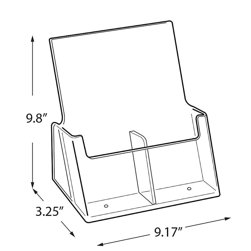 Azar Brochure Holder, 9.1875" x 10.75", Vertical, Table Top, Clear, Acrylic, 2/Pack (252386)