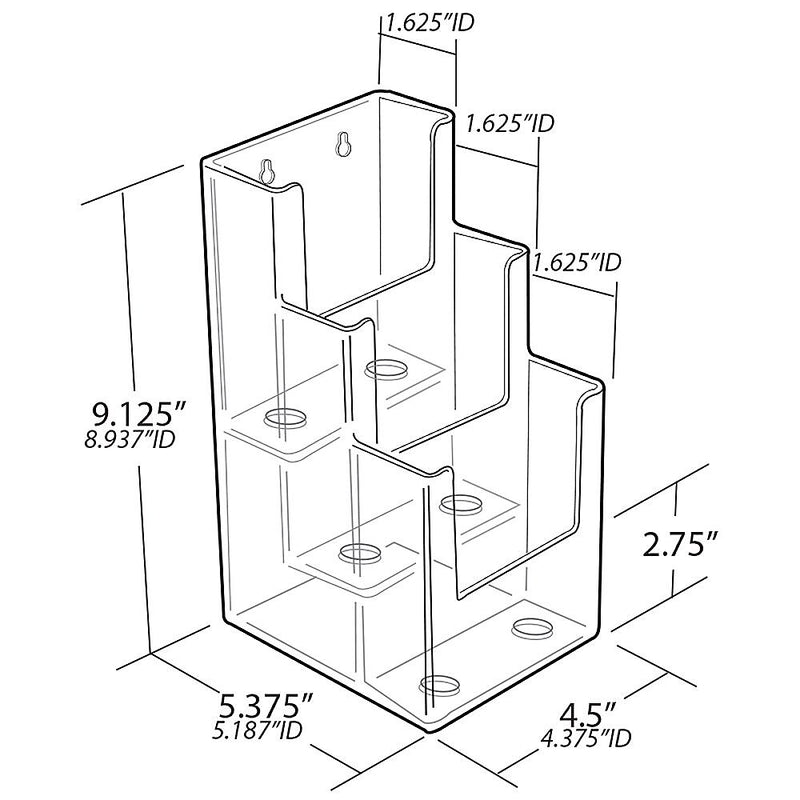 Azar Brochure Holder, 15" x 9", Vertical, Table Top, Clear, Acrylic (AZA252811)