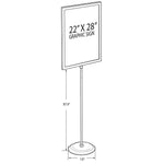 Azar Sign Holder, 22" x 43.5", Vertical, Freestanding, Silver, Metal (AZA300289)