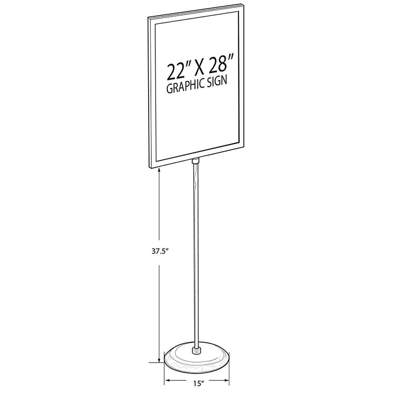 Azar Sign Holder, 22" x 43.5", Vertical, Freestanding, Silver, Metal (AZA300289)