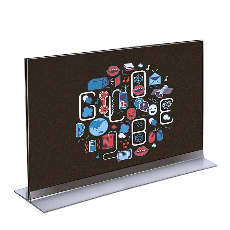 Azar Sign Holder, 17" x 11", Horizontal, Table Top, Clear, Acrylic, 10/Pack (102709-10PK)