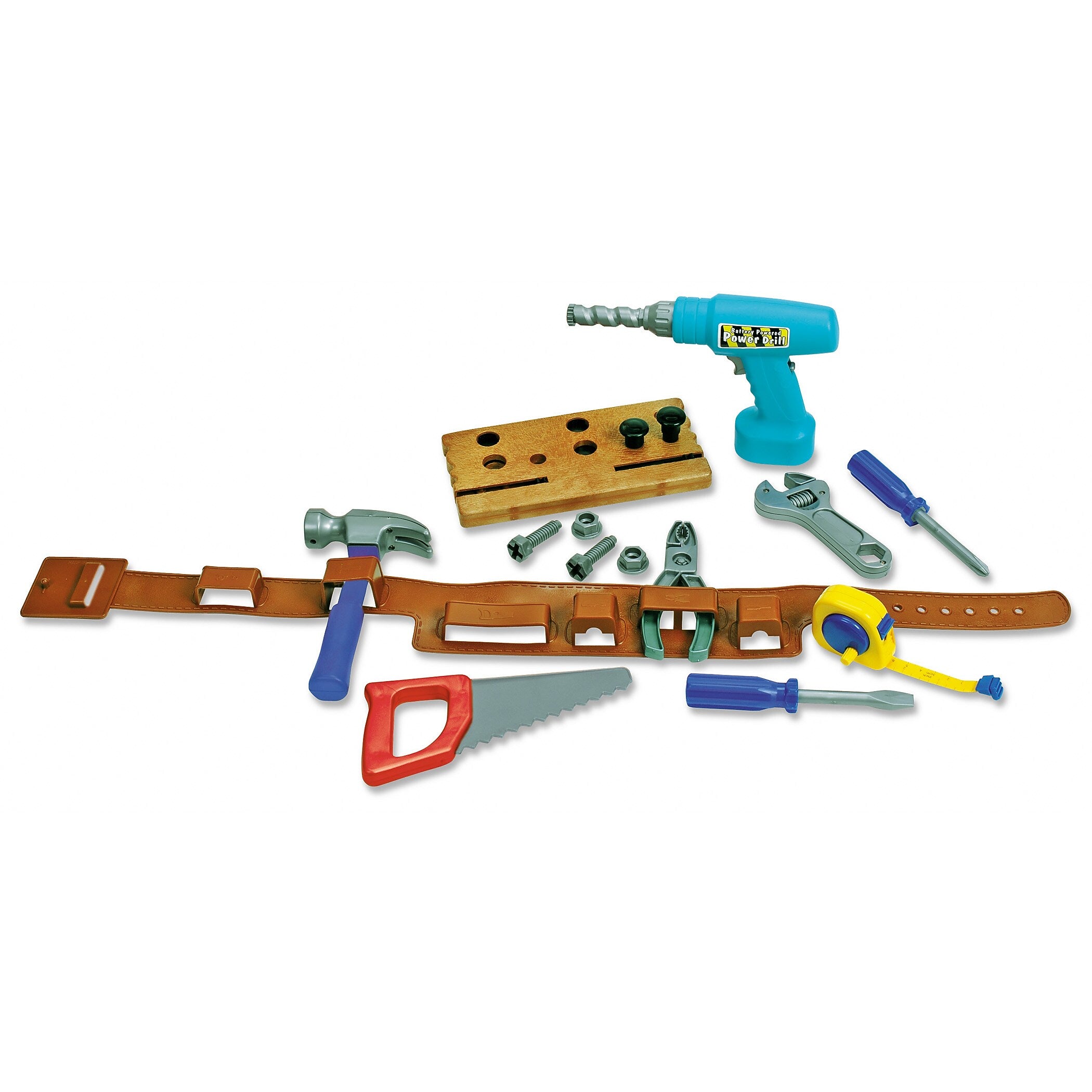 Pretend & Play Work Belt Tools, 12" x 14" x 3-1/2" carrying case, Set of 20