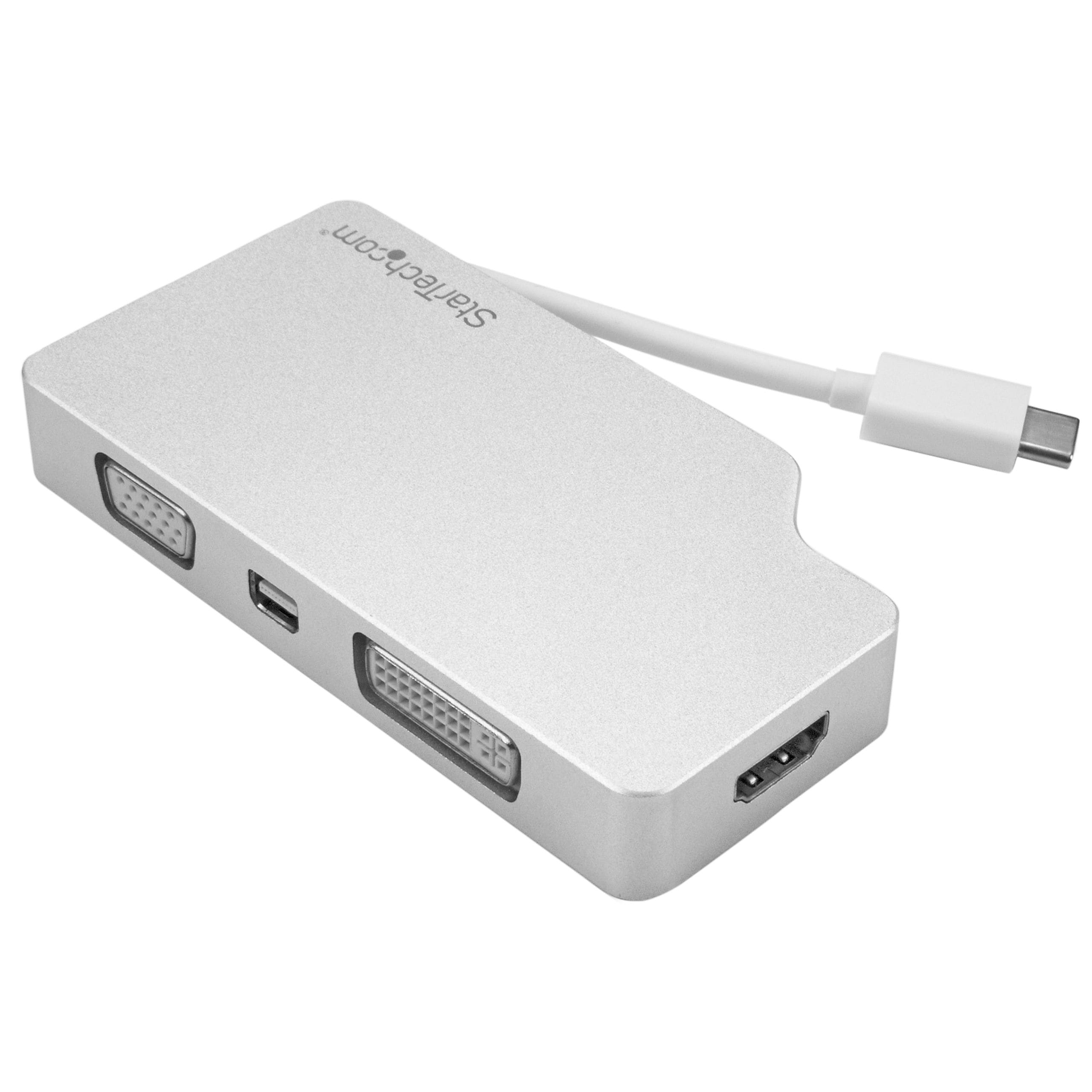 StarTech 4-in-1 USB-C to VGA, DVI, HDMI Or mDP - 4K A/V Adapter, Silver (CDPVGDVHDMDP)